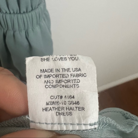 Show Me Your Mumu Heather Halter maxi dress blue silver sage crisp Bridesmaid XS - Picture 9 of 10